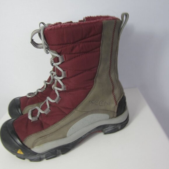 Keen Women 8 Vail Red Tan Leather  Insulated Waterproof Lace Zip Boots 38.5 - Picture 13 of 16